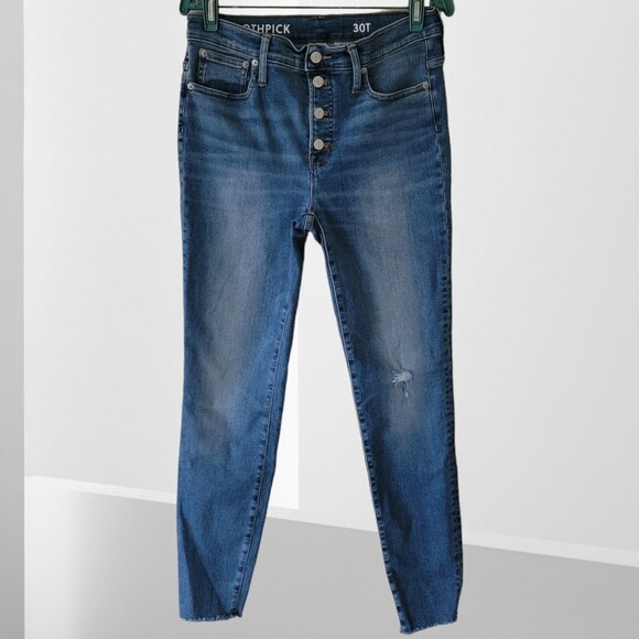J. Crew Jeans 10" High-Rise Toothpick skinny Raw Ankle Button Fly 30T - Picture 1 of 8